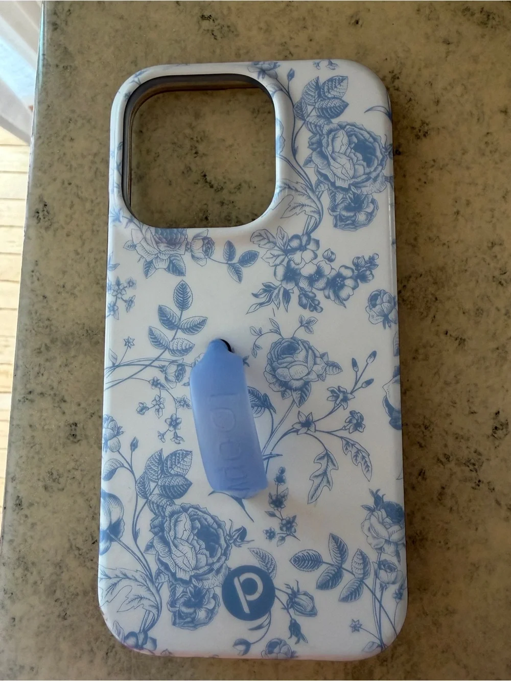 Loopy Case Blue Floral Silicone Phone Case with Grip Loop